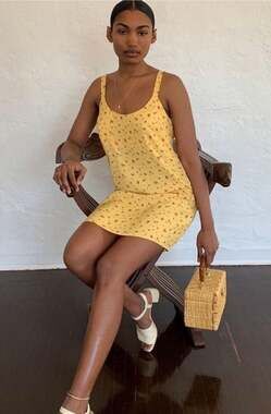 Reformation Yellow Floral Puglia Mini Dress Size 6